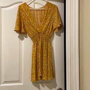 Yellow Dress with White Stars- Size Small